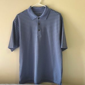 Blue Men’s golf polo shirt with black stripes
